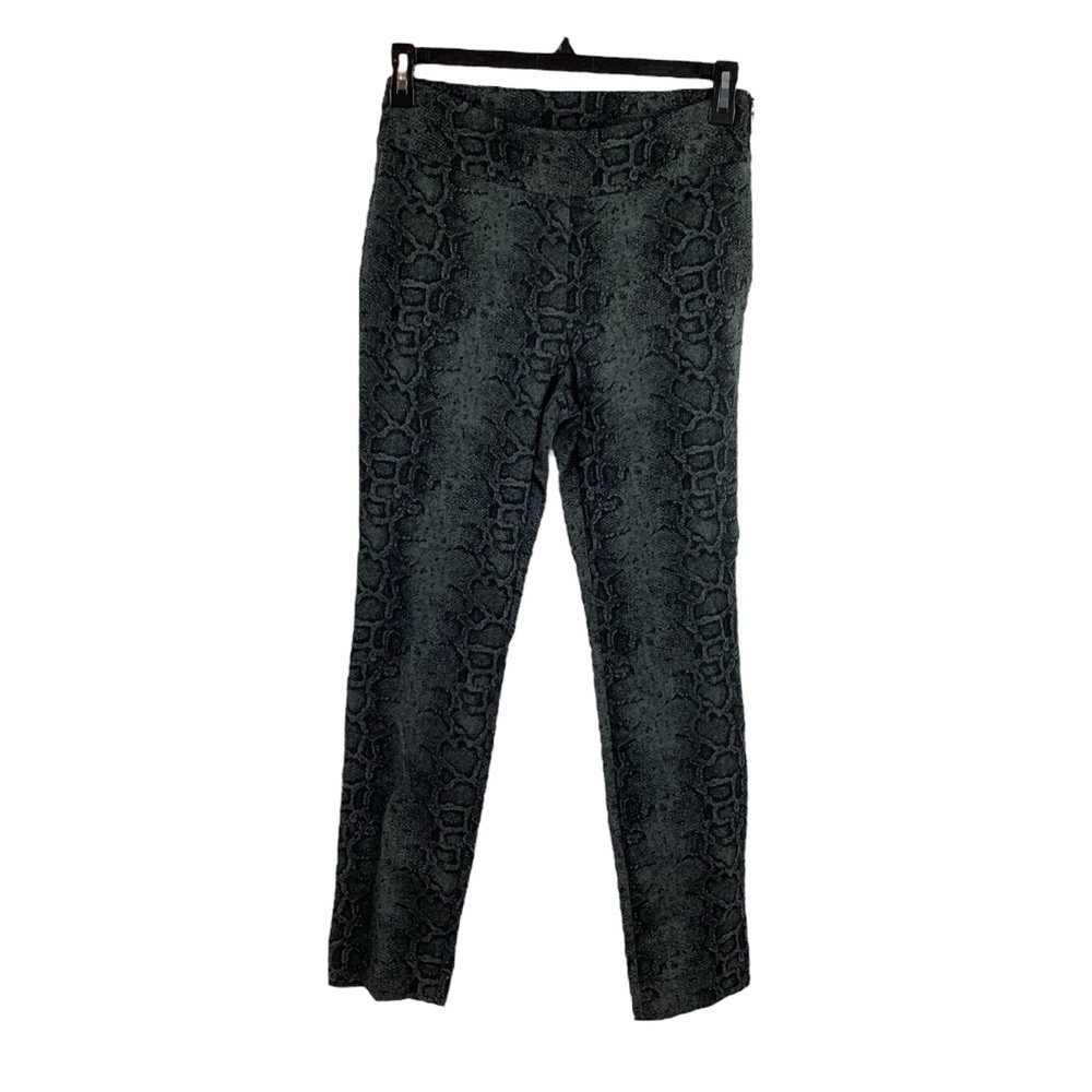 Susan Graver Black Snake Print Jacquard Slim Pants Size 10